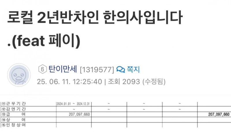 요즘 망했다는 한의사 연봉 