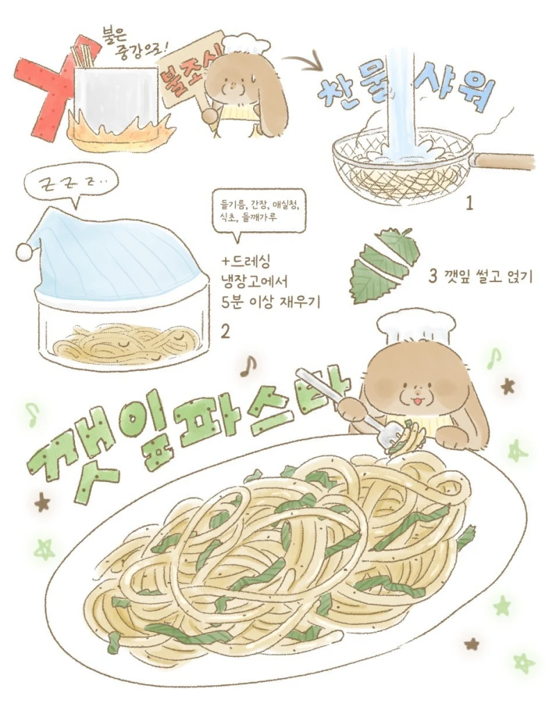 여름에 먹기 좋다는 깻잎 냉파스타-2