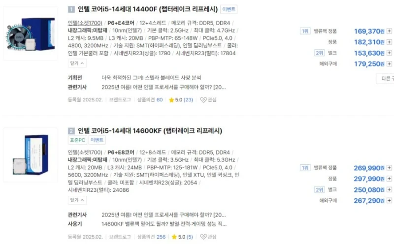 컴퓨터 CPU 시장 근황