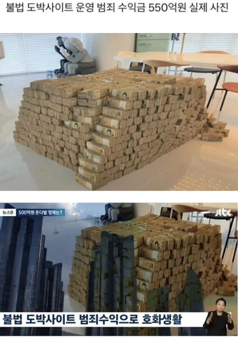뉴스에 나온 현금 550억원 실물 체감