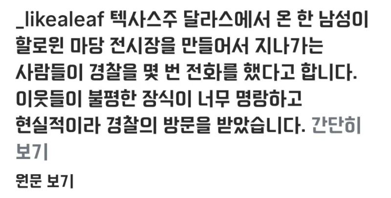 너무 리얼하게 꾸며서 이웃이 경찰 부른 할로윈 장식