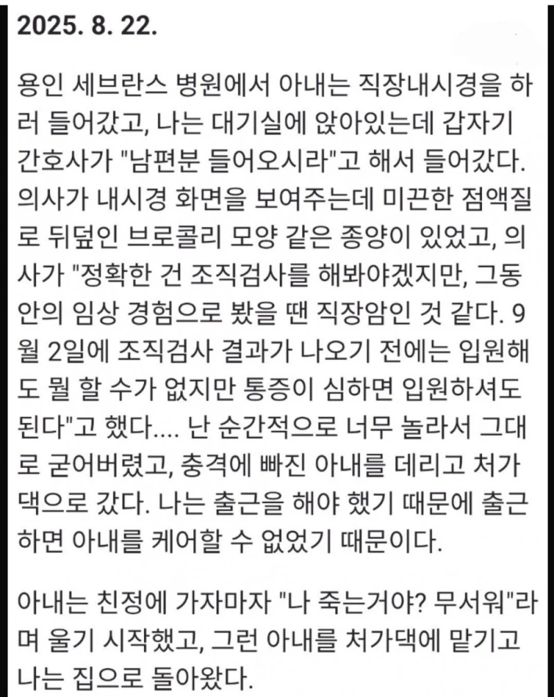 사랑하는 아내가 떠나가기까지 기록-5