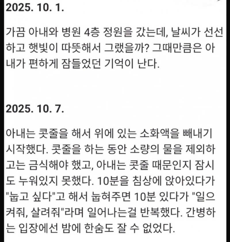 사랑하는 아내가 떠나가기까지 기록-14