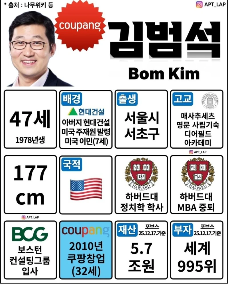 쿠팡 창업자 김범석 스펙