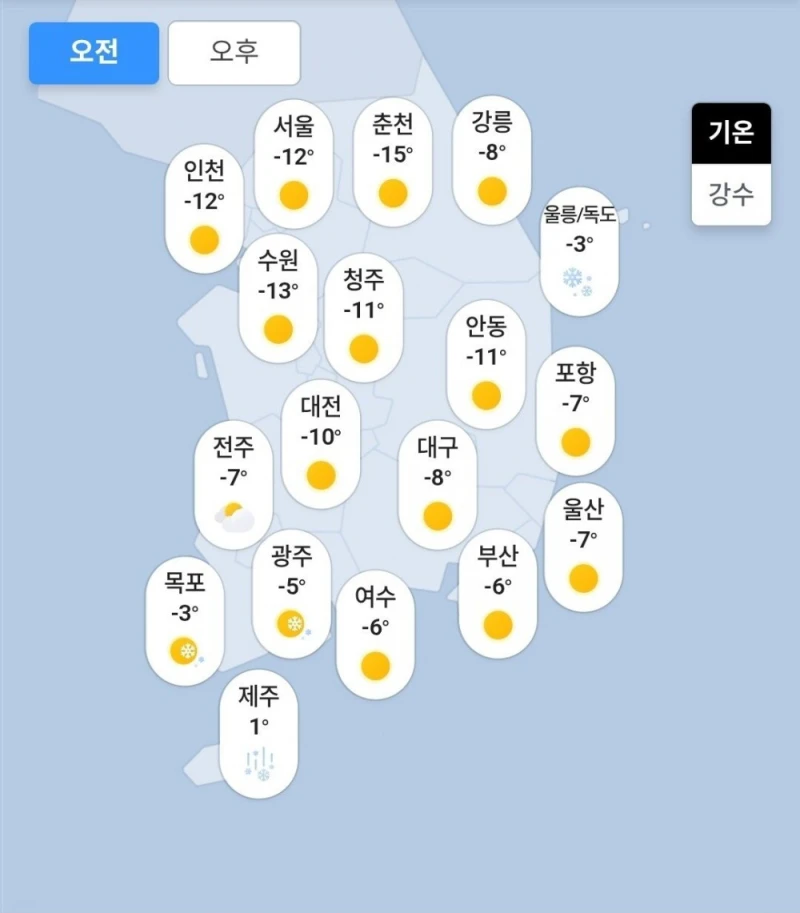 미쳐버린 내일 전국 날씨 근황 -3