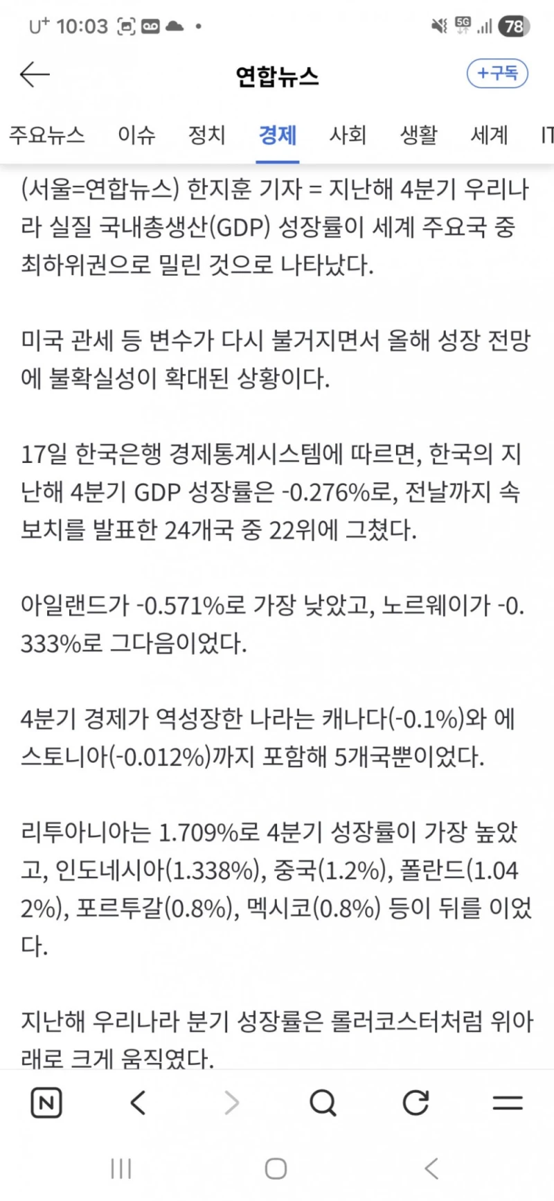 현재 우리나라의 gdp성장률-2