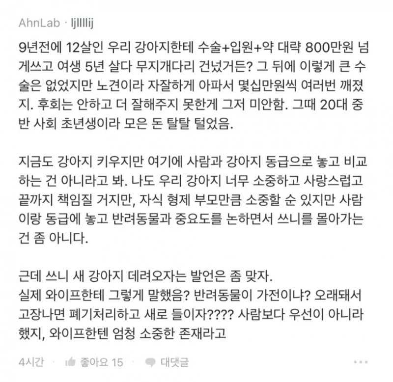 강아지 수술비 1400만원으로 이혼 직전이야...-10