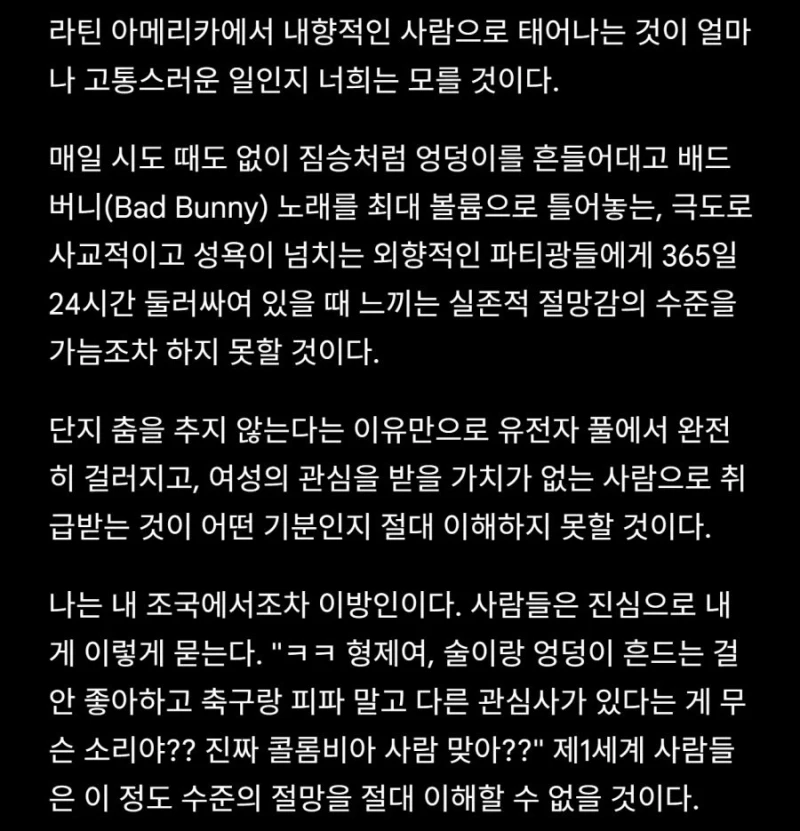 내향적 성격의 남미인의 절규-2