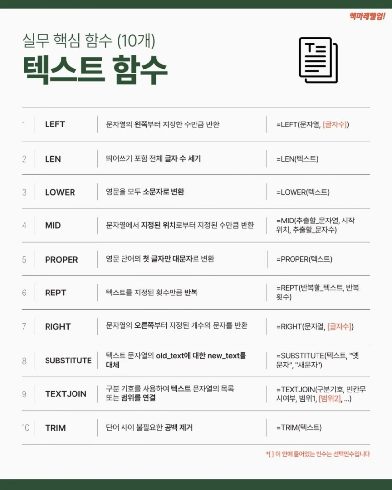 엑셀 실무에서 자주쓰는 함수 치트키