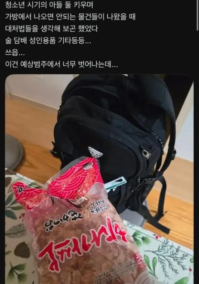 사춘기 아들 가방에서 발견한 물건