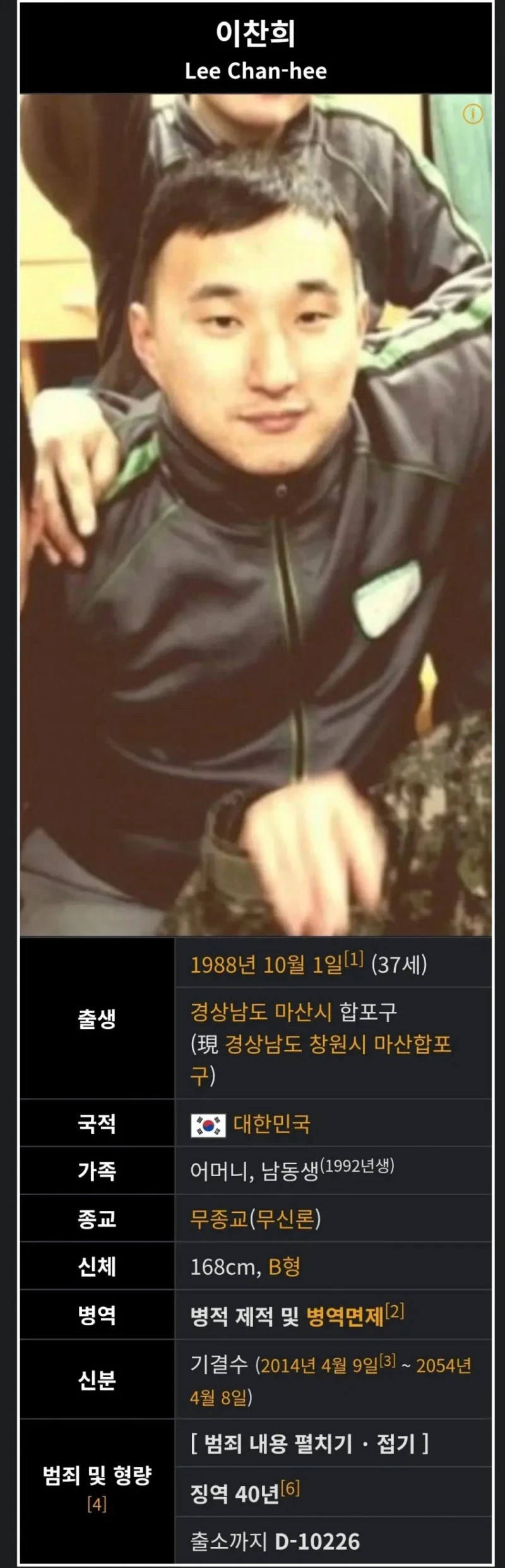 윤일병 사건 주범 범죄자 이찬희 근황