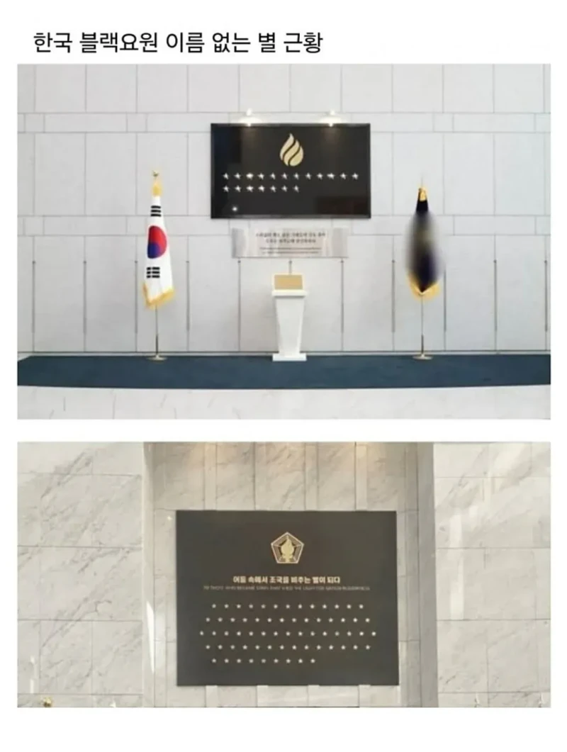 '한국 블랙요원 이름 없는 별 근황'