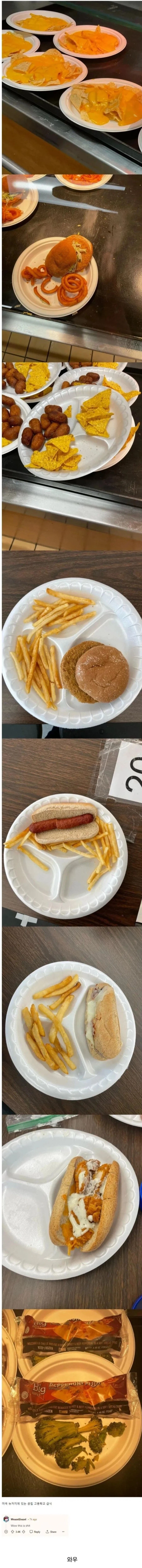 미국 공립 학교 급식 수준