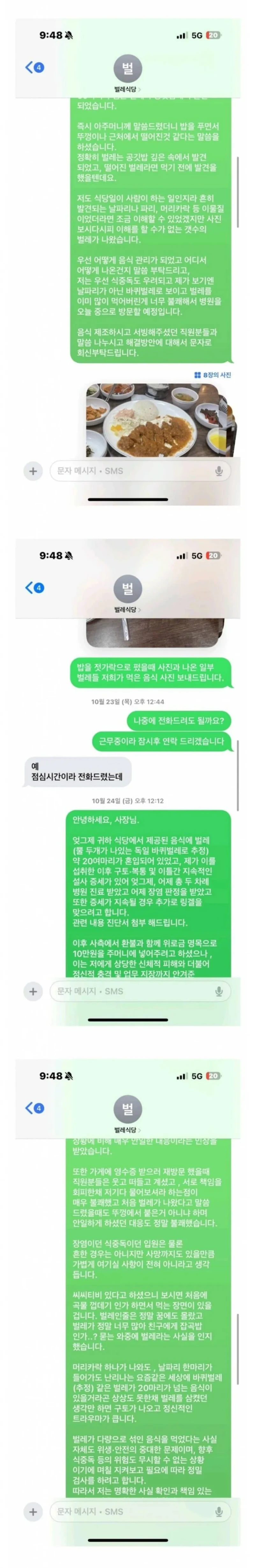 (혐주의) 바퀴벌레가 무더기로 들어 간 밥 먹은 썰-3