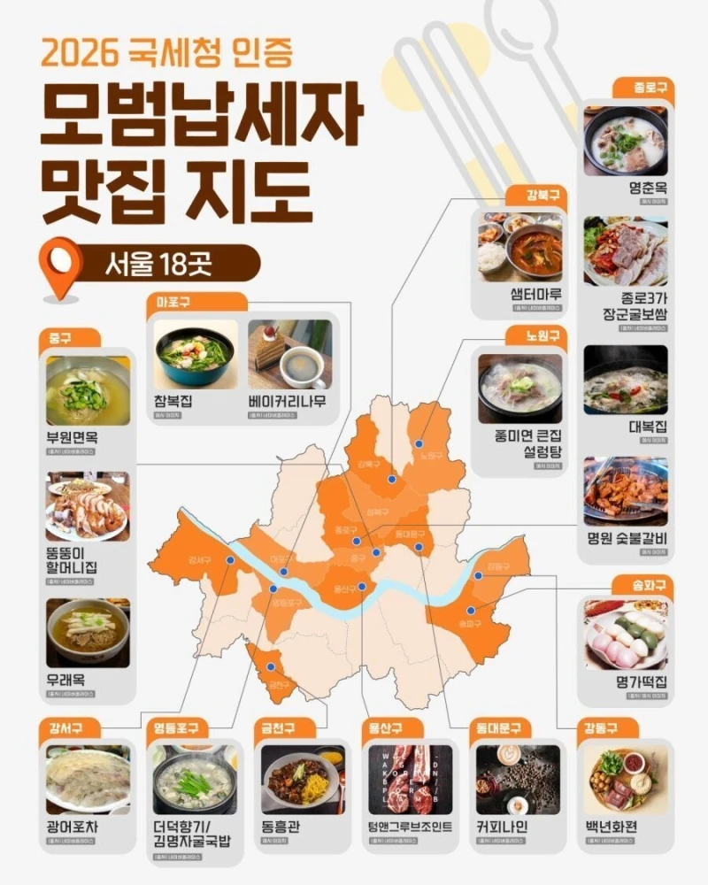 국세청이 추천하는 맛집 라인업-2