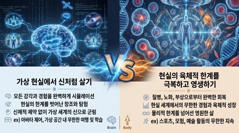 완벽한 뇌 인터페이스 vs 완벽한 신체 재생