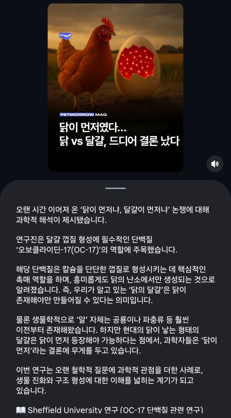 닭이 먼저냐 달걀이 먼저냐 결론 남