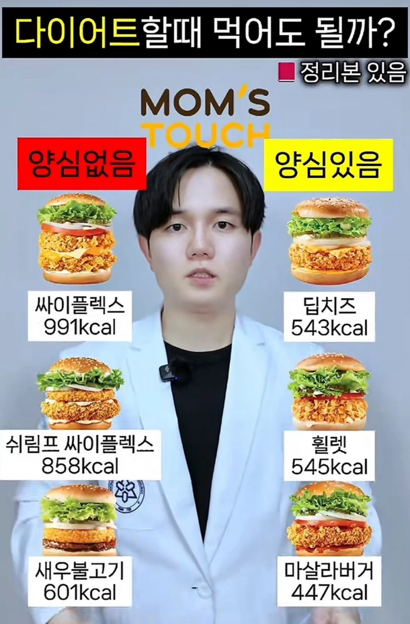 다이어트할 때 양심있는 버거 or 양심없는 버거