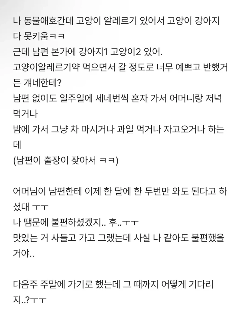 시어머니가 며느리한테 그만 좀 오라고 하는 상황 -2