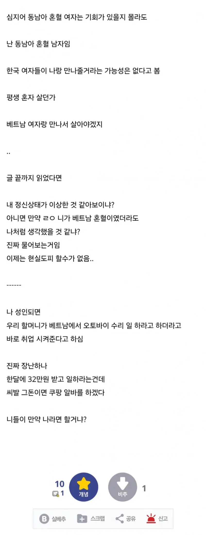 베트남 혼혈이라서 살아가는게 고통스럽다는 디시인 -5