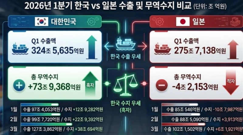 1분기 한국 일본 수출 결산